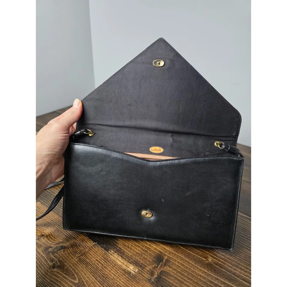 Ande Medium‎  Black Leather Crossbody Bag Purse